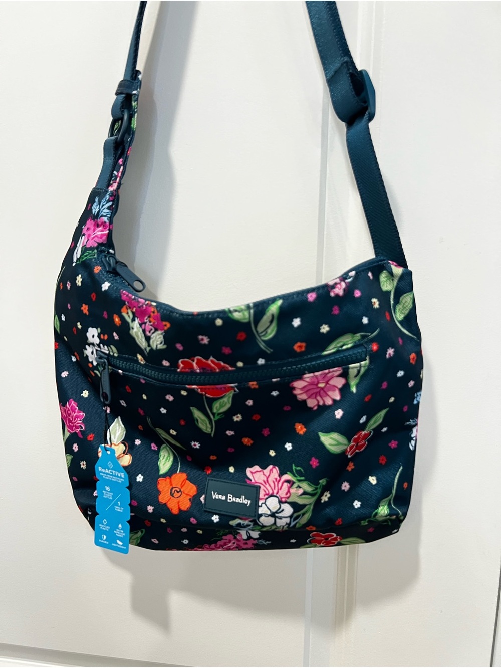 Vera Bradley Reactive Navy Floral Crossbody Bag - Picture 2 of 9